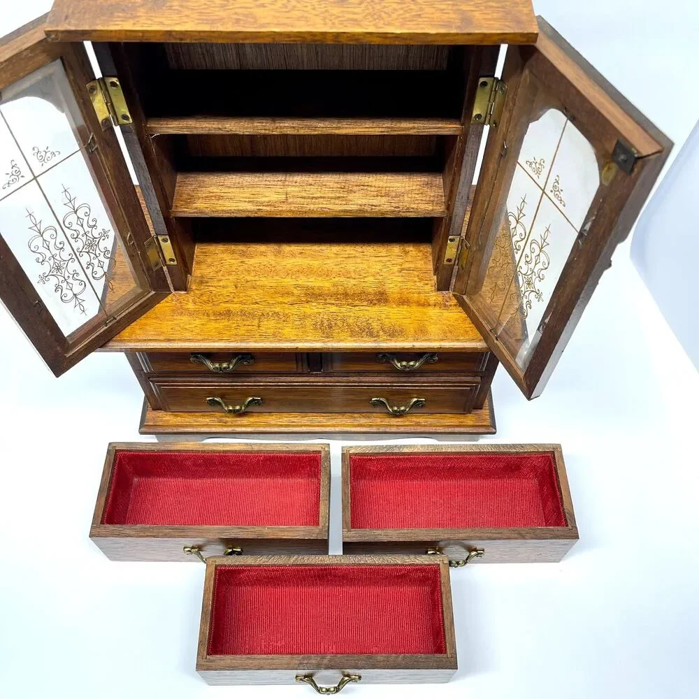 Vintage Laurel Japan Musical Jewelry Armoire 6 Drawer Love Story Music Box